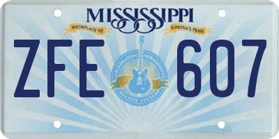 MS license plate ZFE607