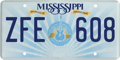 MS license plate ZFE608
