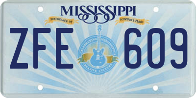 MS license plate ZFE609