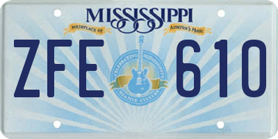 MS license plate ZFE610