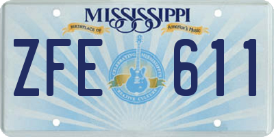 MS license plate ZFE611