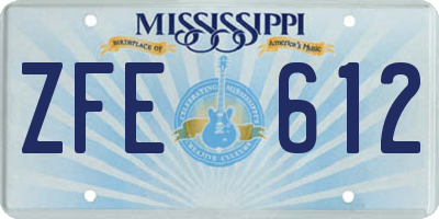 MS license plate ZFE612