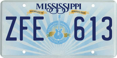 MS license plate ZFE613