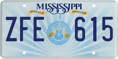 MS license plate ZFE615