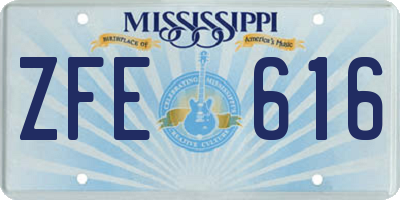 MS license plate ZFE616