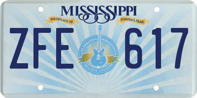 MS license plate ZFE617