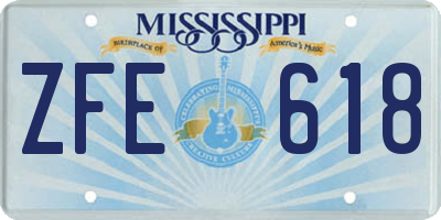 MS license plate ZFE618