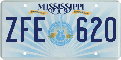 MS license plate ZFE620