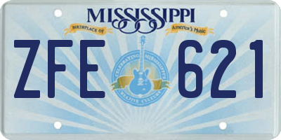 MS license plate ZFE621
