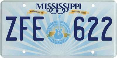 MS license plate ZFE622