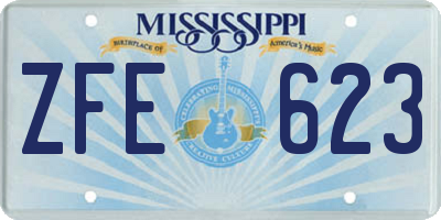 MS license plate ZFE623