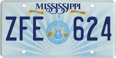 MS license plate ZFE624