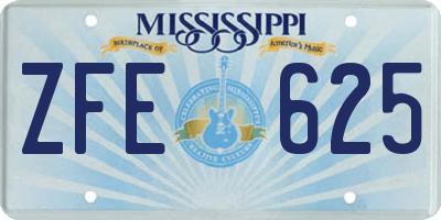 MS license plate ZFE625