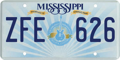 MS license plate ZFE626