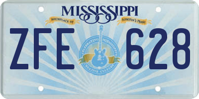 MS license plate ZFE628