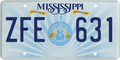 MS license plate ZFE631