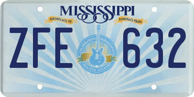 MS license plate ZFE632