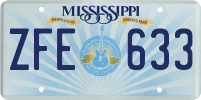 MS license plate ZFE633