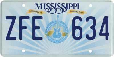 MS license plate ZFE634