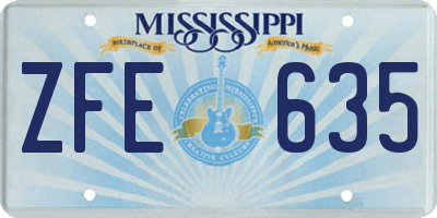 MS license plate ZFE635