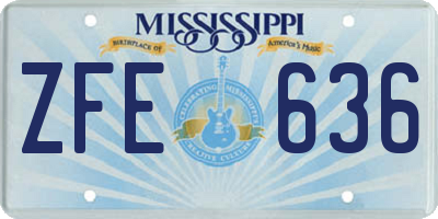 MS license plate ZFE636