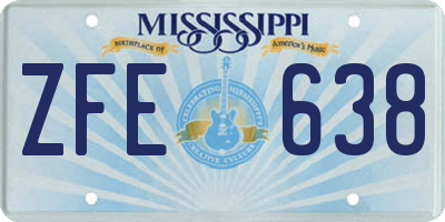 MS license plate ZFE638