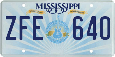 MS license plate ZFE640