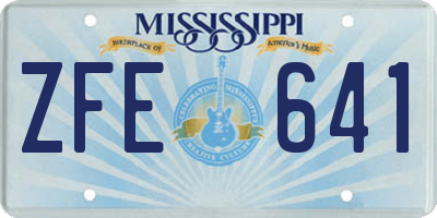 MS license plate ZFE641