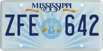MS license plate ZFE642