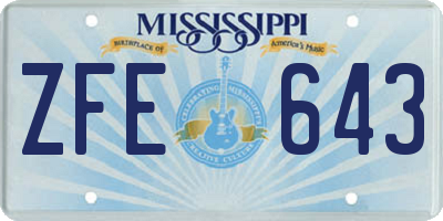 MS license plate ZFE643