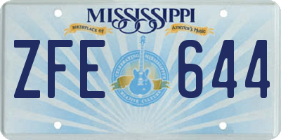 MS license plate ZFE644