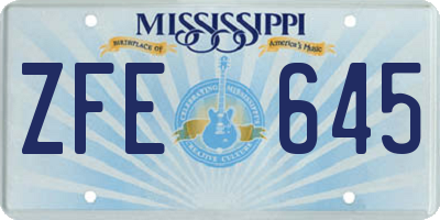 MS license plate ZFE645