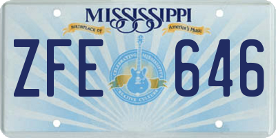 MS license plate ZFE646