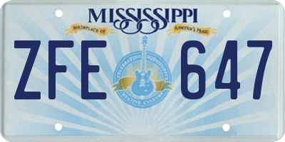 MS license plate ZFE647