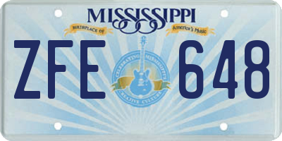 MS license plate ZFE648