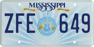 MS license plate ZFE649