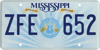 MS license plate ZFE652