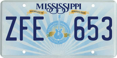MS license plate ZFE653