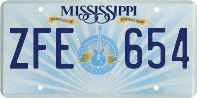 MS license plate ZFE654