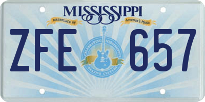 MS license plate ZFE657