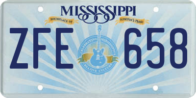 MS license plate ZFE658