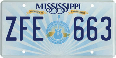 MS license plate ZFE663