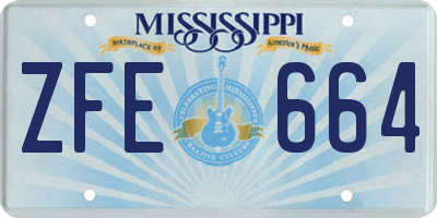 MS license plate ZFE664