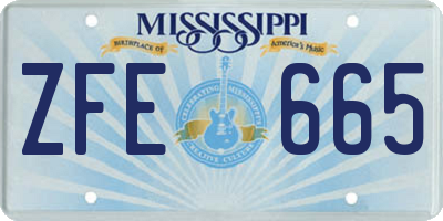 MS license plate ZFE665
