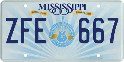 MS license plate ZFE667