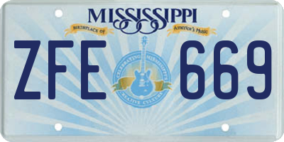 MS license plate ZFE669