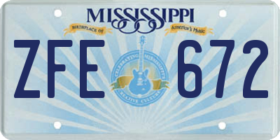 MS license plate ZFE672