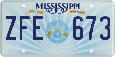 MS license plate ZFE673