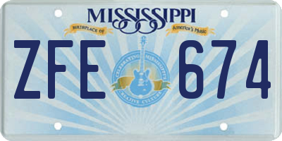 MS license plate ZFE674