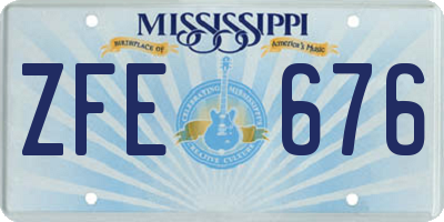 MS license plate ZFE676